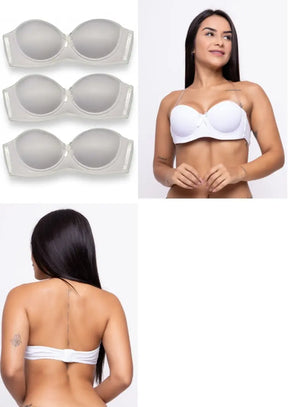 Kit 3 Sutiã Tomara Que Caia Alça Silicone Removível Preto