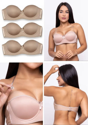 Kit 3 Sutiã Tomara Que Caia Alça Silicone Removível Preto