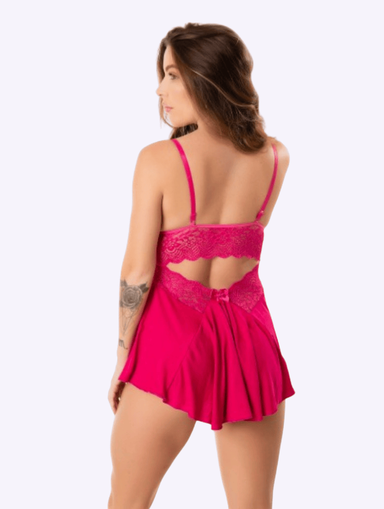 Camisola Alças Ajustáveis Em Renda Sem Bojo Rosa
