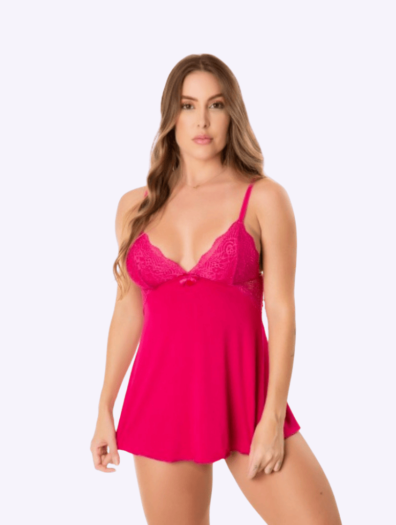 Camisola Alças Ajustáveis Em Renda Sem Bojo Rosa