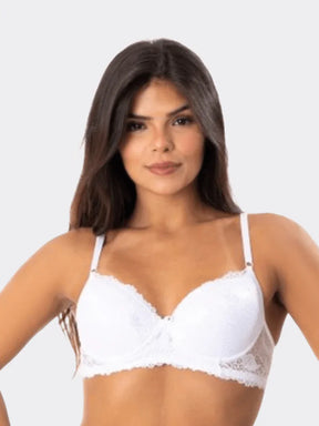 Sutiã Básico Com Bojo Em Renda Branco