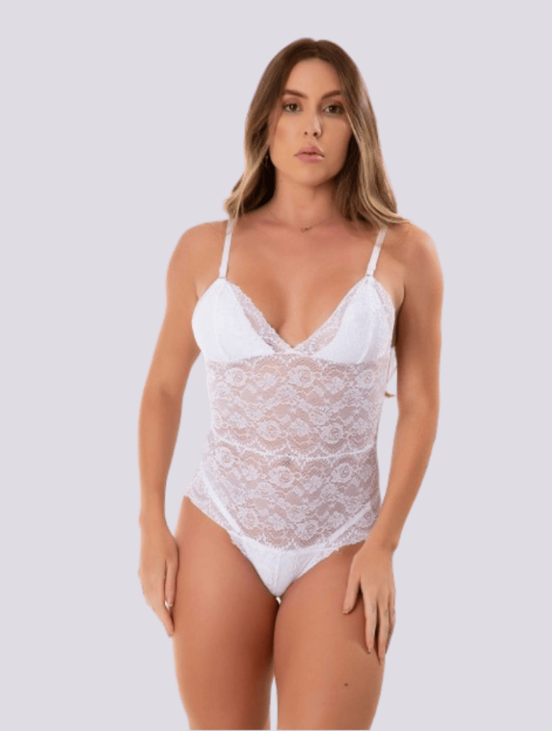 Body Em Renda Sem Bojo Branco