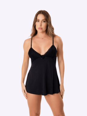 Camisola Alças Ajustáveis Em Renda Sem Bojo Preto
