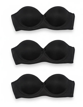 Kit 3 Sutiã Tomara Que Caia Alça Silicone Removível Preto