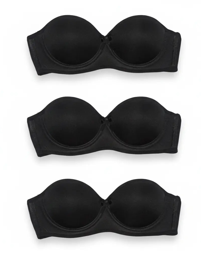 Kit 3 Sutiã Tomara Que Caia Alça Silicone Removível Preto