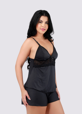 Baby Doll Amamentar Em Renda Marinho