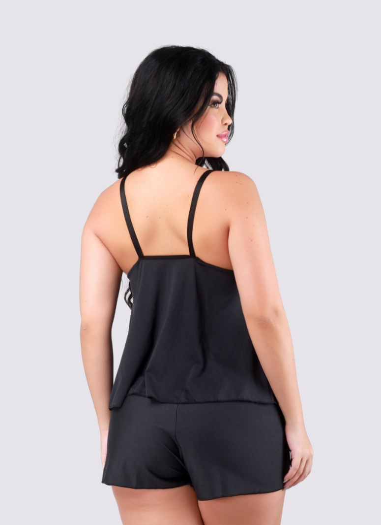 Baby Doll Amamentar Em Renda Marinho