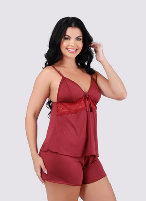 Baby Doll Amamentar Em Renda Marinho