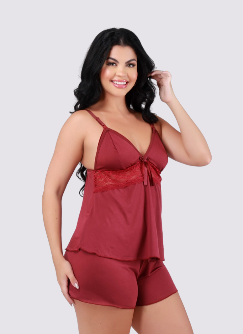 Baby Doll Amamentar Em Renda Marinho