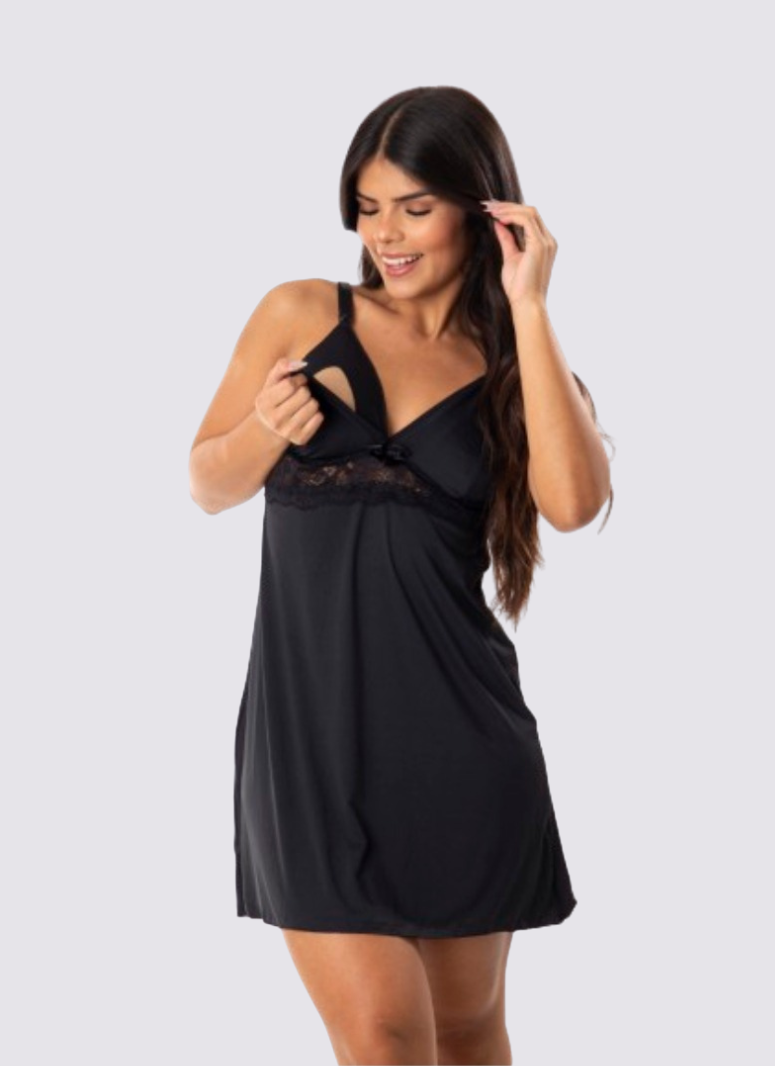 Camisola Para Amamentação Em Renda Branco