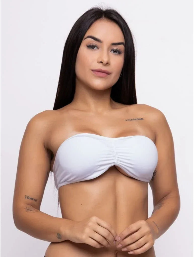 Sutiã Top Faixa Com Bojo Branco
