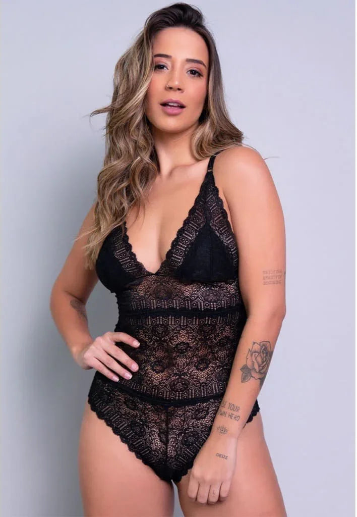 Body Sem Bojo Transparente Em Renda Branco