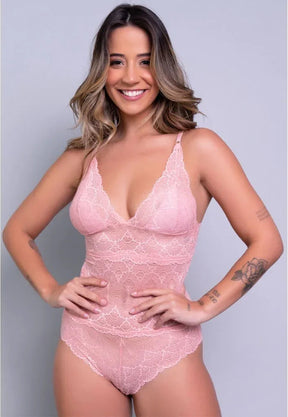 Body Sem Bojo Transparente Em Renda Marinho