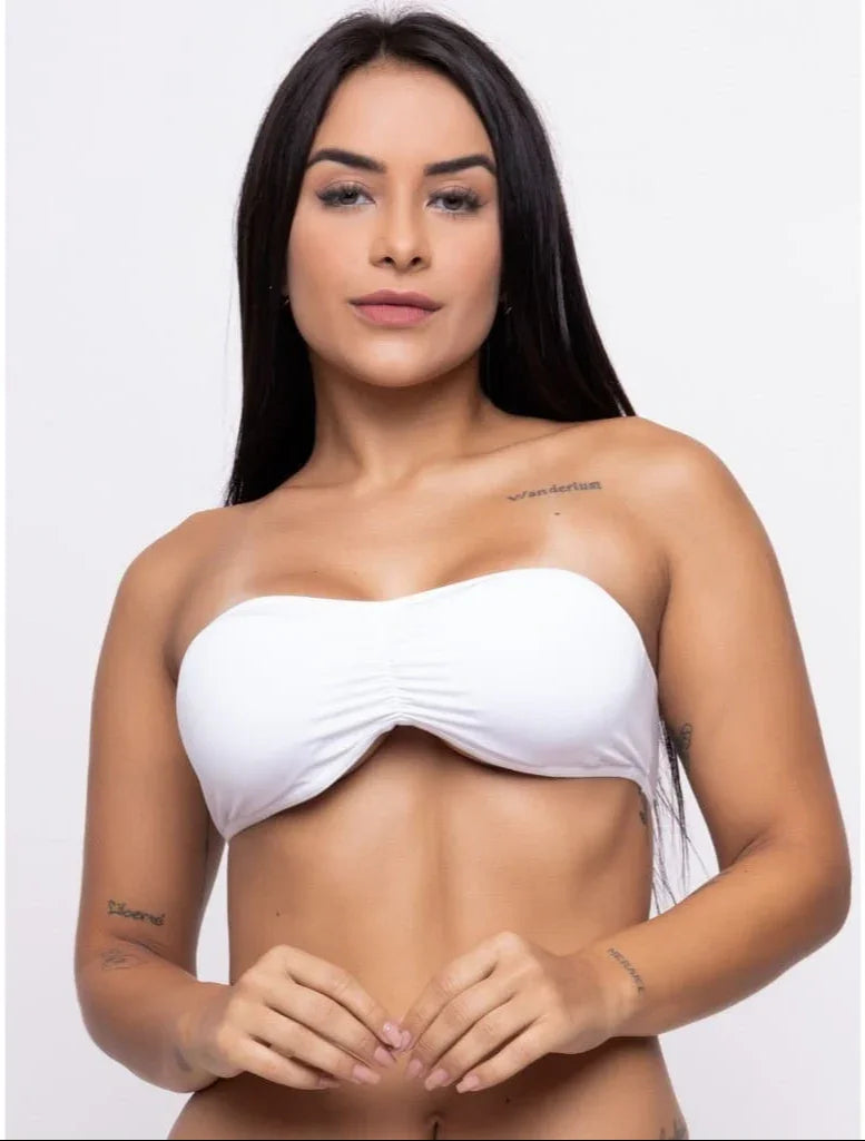 Sutiã Top Faixa Com Bojo Bege