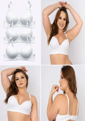 Kit 3 Sutiã Plus Size Em Renda Branco