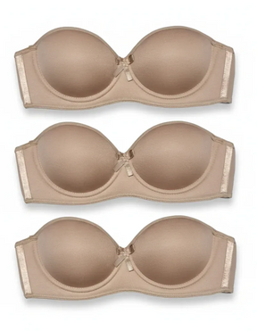 Kit 3 Sutiã Tomara Que Caia Alça Silicone Removível Bege