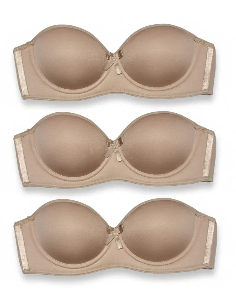 Kit 3 Sutiã Tomara Que Caia Alça Silicone Removível Bege