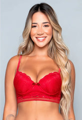 Sutiã Lingerie Com Bojo Em Renda Marinho