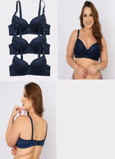 Kit 3 Sutiã Plus Size Em Renda Branco