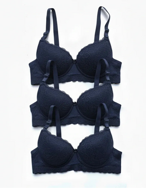 Kit 3 Sutiã Plus Size Em Renda Marinho