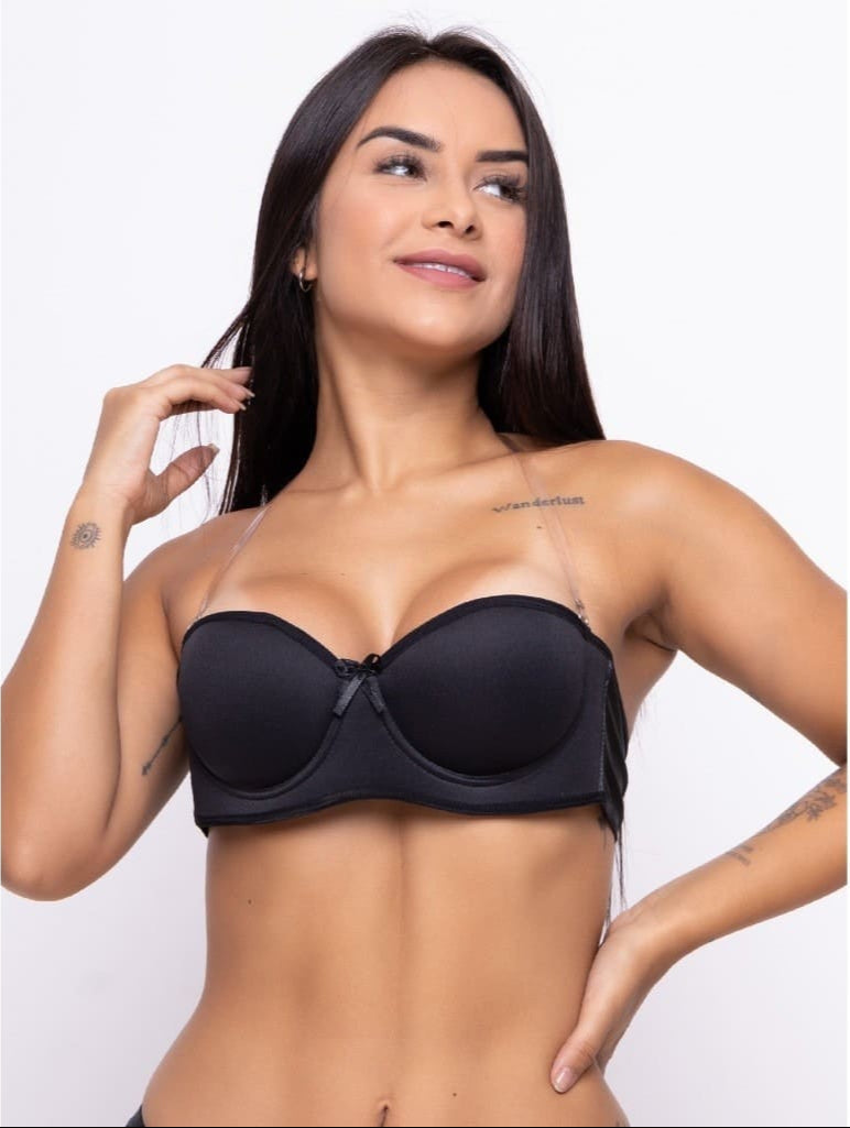 Kit 3 Sutiã Tomara Que Caia Alça Silicone Removível Preto