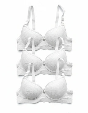 Kit 3 Sutiã Plus Size Em Renda Branco